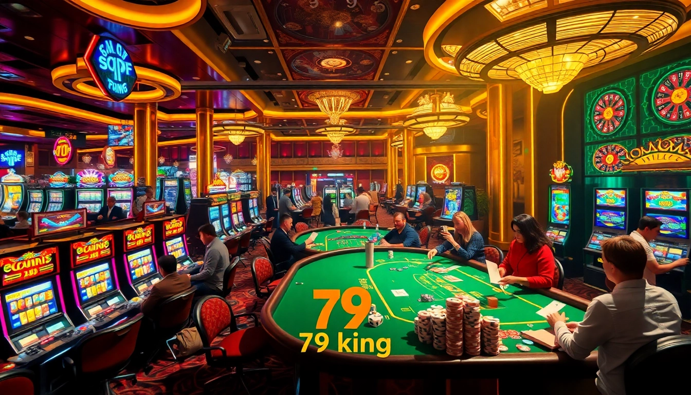 79king casino gamblers enjoy vibrant slot machines and thrilling poker action in a luxurious setting.